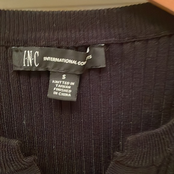 Black INC top with silver rings six small. Stretchy Worn once - Picture 3 of 3